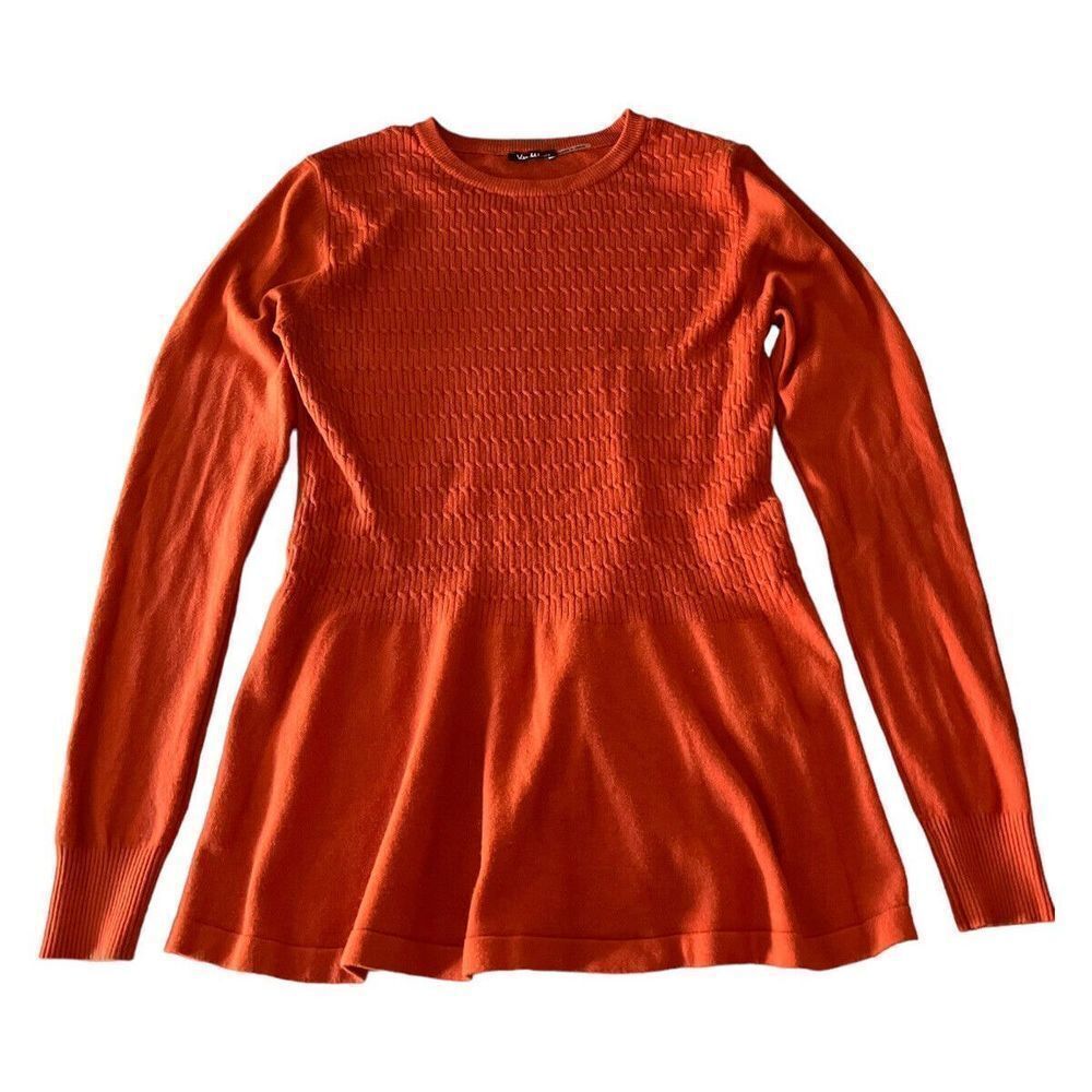 Vila Milano Womens Sweater Small Orange Long Sleeve Crew Neck Solid Wool Blend